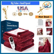 Wearable Heated Blanket 50x60 Flannel Throw with 9 Settings Auto Off Red