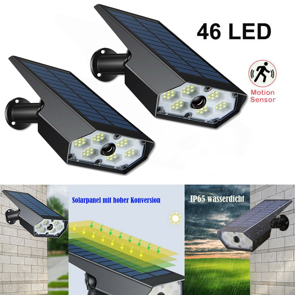 LED Solarleuchte Solarlampe mit Bewegungsmelder Außen Fluter Sensor Strahler DHL