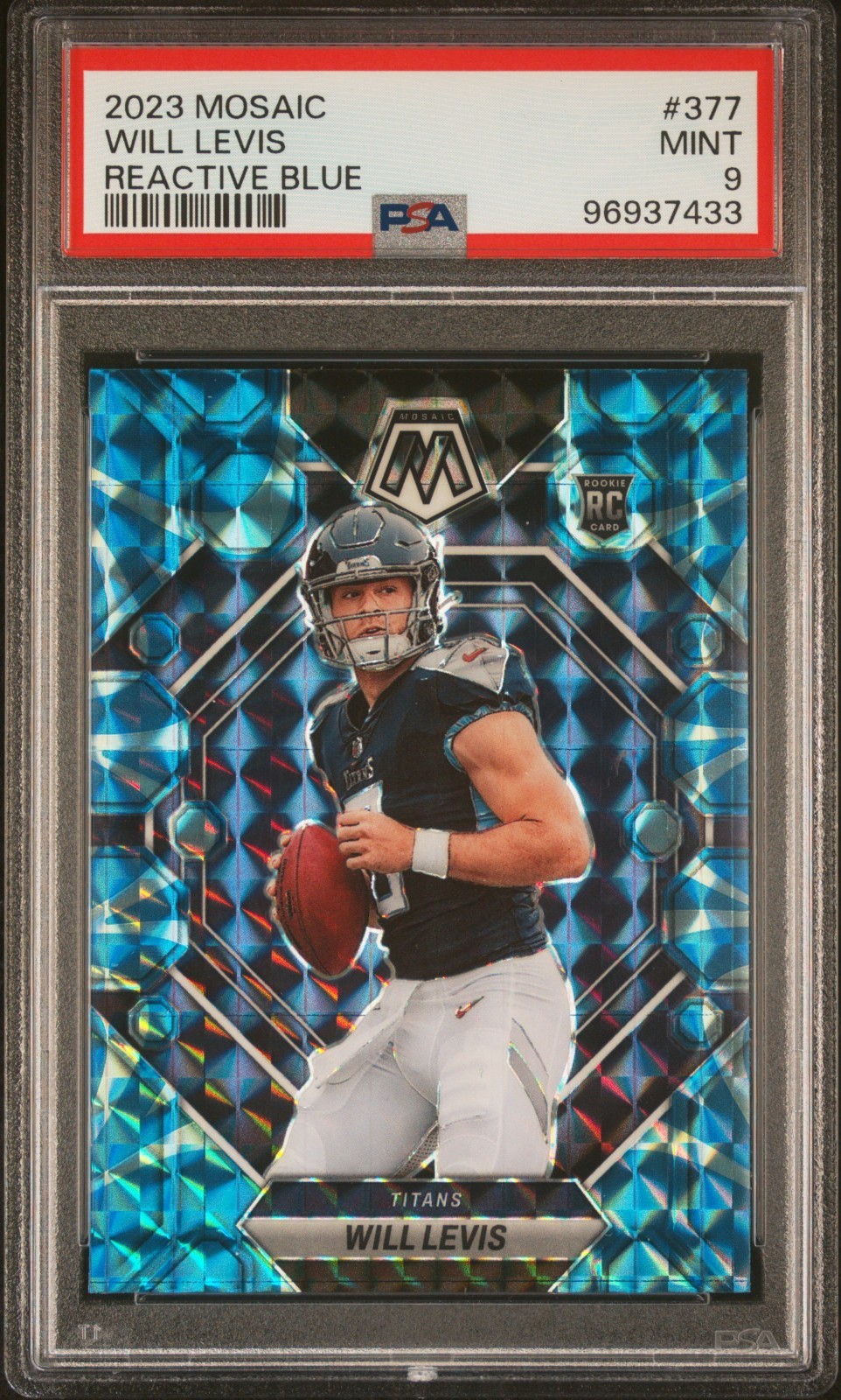 2023 PANINI MOSAIC 377 WILL LEVIS, REACTIVE BLUE RC, PSA 9, SUPERB!!!