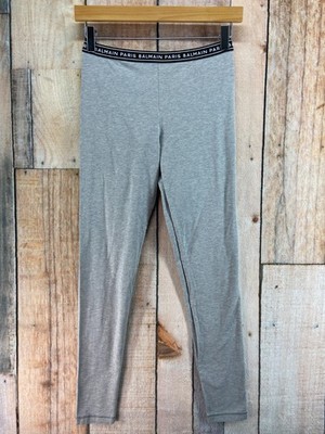 Balmain Paris Logo Waistband Leggings Gray Size 38 - US Small - Made in Italy