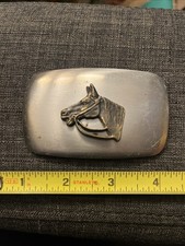 Vtg Brass Tone Chambers Horse Head Belt Buckle Country Western Cowboy Rider