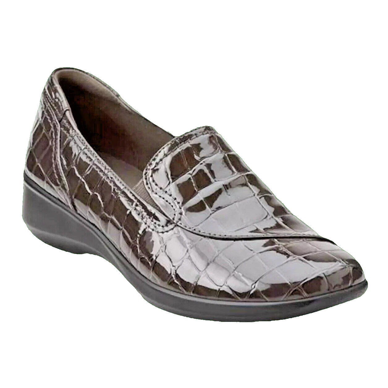 Scarpa mocassino Clarks ecopelle coccodrillo goffrato grigio Gael Feline donna taglia 7 5 M