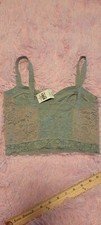 Abercrombie Fitch Women Gray Polyester Floral Sleeveless Lace Crop Top Size XS
