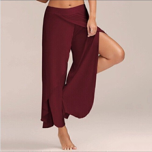 Plus Size Women Loose Harem Yoga Pants Long Side Slit Summer Wide Leg Trousers - Picture 15 of 21