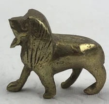 Vintage Miniature Solid Brass Lion Figurine Dollhouse 1 Inch