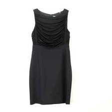 T TAHARI Black Sleeveless Dress Draped Bateau Neck Sheath Classic Old Money 6