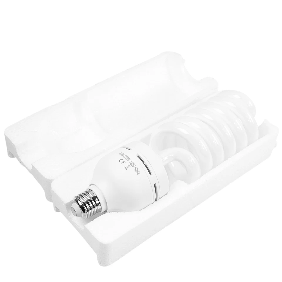 65W Daylight Fluorescent Spiral Light Bulb 6500K 110V White Studio Light 4 Pack - Image 2 of 4