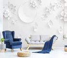3D Simple White Flowers G5808 Wallpaper Wall Murals Removable Self-adhesive Erin