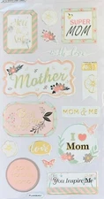 Puffy Best Mother Mom Floral  Stickers Papercraft Scrapbook Family Crafts
