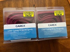 2 Pack Carex CPAP Tubing Wrap Hose Cover Burgundy 6' Fleece Ultra Soft - New