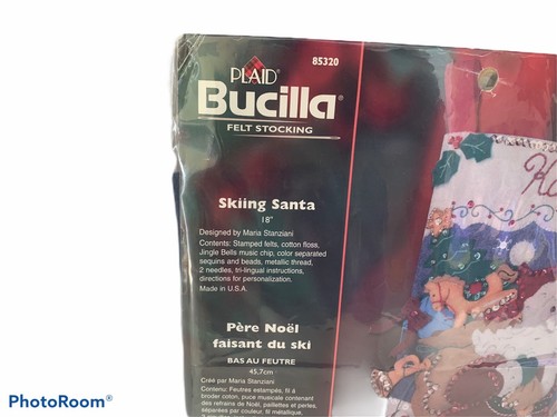 Bucilla Musical SKIING SANTA Felt Christmas Stocking Kit Factory Direct RARE NEW - Picture 3 of 4