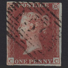 O9_16 GB QV 1841 1d RED-BROWN PLATE 161 SG8-B1(1) CC VFU 4 MARGINS GLASGOW 159