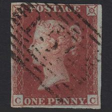 O9_16 GB QV 1841 1d RED-BROWN PLATE 161 SG8-B1(1) CC VFU 4 MARGINS GLASGOW 159