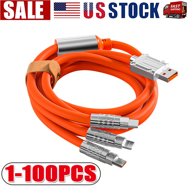 3-in-1 Fast Charging Cable for iPhone Type C Micro USB - Multi-Port Phone Charger Cord  