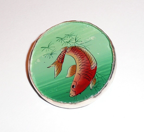 Botón de vástago de vidrio y metal pintura inversa primitiva estanque peces koi naranja 1-3/8" - Imagen 2 de 8