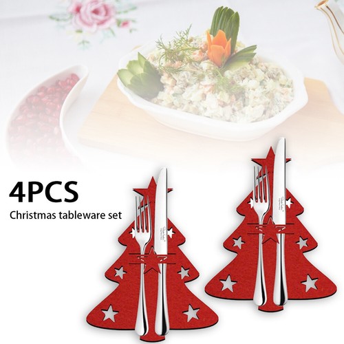 4pcs New Christmas Tree Cutlery Knife Fork Table Cover Decor Knife Christmas Cut - Picture 5 of 7