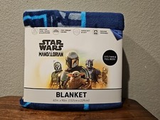 New Star Wars Mandalorian Yoda Kids Twin/Full Blanket 62 x 90 Microfiber Blue