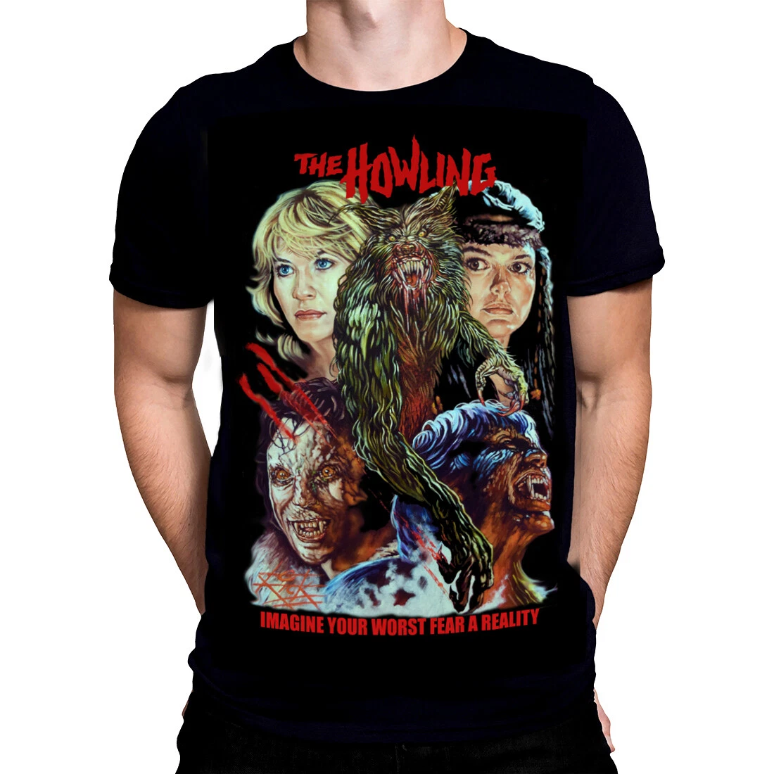 THE HOWLING Black T-Shirt Sizes S-4XL Rick Melton Horror Art Design