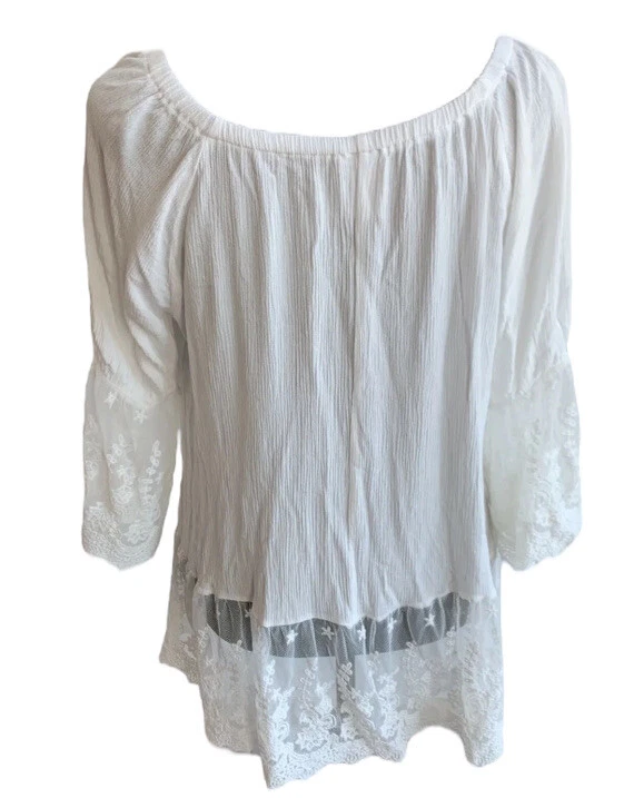Wrangler Woman’s White Lace Shirt Rayon Tunic Size Small