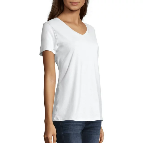 Hanes T-Shirt Donna Nano-T Collo a V, Bianco, X-Large - Foto 2 di 4