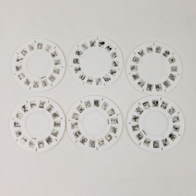 Set of 6 Vintage Black & White View Master Reels Trace & Draw Model 1303 Series