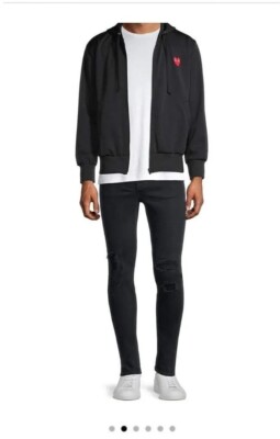 Comme Des Garçons Play Full Zip Up Hoodie Sweatshirt Solid Black Comme Des Garçons Play Full Zip Up Hoodie Sweatshirt Solid Black