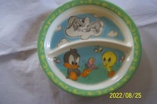 Vintage 1998 Zak Designs Looney Tunes Baby Daffy Tweety Bugs Bunny Divided Plate