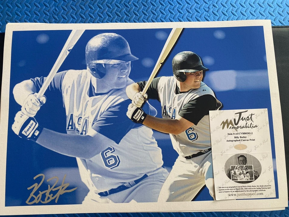 Billy Butler Just Minors Signed 19x13 Canvas Lot Of 3  - Image 2 of 3