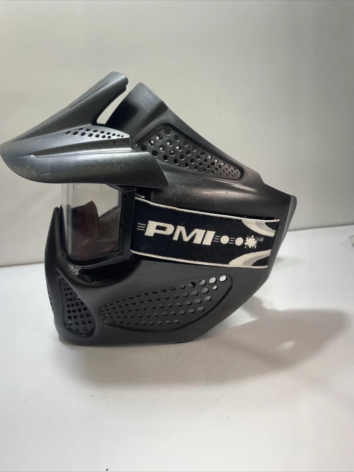 PMI Paintball Mask Black Protective Goggles Airsoft w/ Visor Adjustable Adult - Image 2 of 4