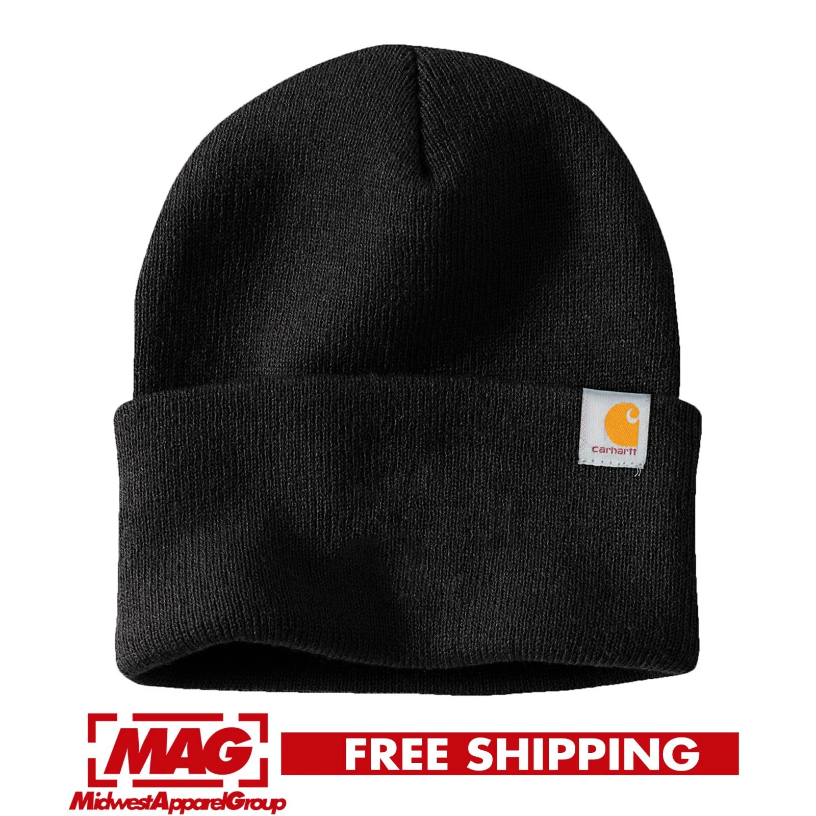 CARHARTT BLACK KNIT CUFFED WATCH CAP 2.0 Acrylic Label Official Company Gear Usa