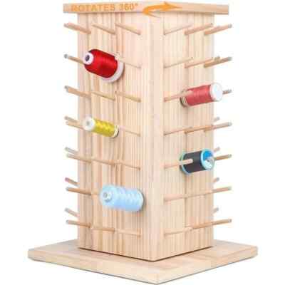 84 Spools 360° Rotating Wooden Thread Rack Holder Organizer Sewing Brothread
