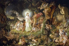 MIDSUMMER NIGHT'S DREAM QUARREL OBERON TITANIA PLAY SHAKESPEARE PAINTING REPRO