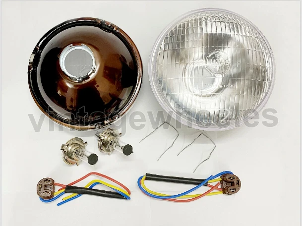 2 X Triumph Lucas Halogen Scheinwerfer Satz 7 inch Neu Linkslenker No Pilot Loch - Bild 2 von 4