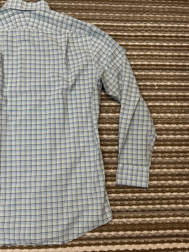 Charles Tyrwhitt Dress Shirt Mens 16/35 Blue Slim Fit Non Iron Cotton Button Up - Picture 9 of 14