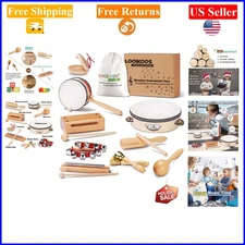 Toddler Montessori Wooden Musical Instruments Set for Kids 3+ with Storage Bag