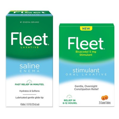 Fleet Laxative Saline Enema for Adult Constipation, 4.5 fl oz, 4 Bottles Laxativ