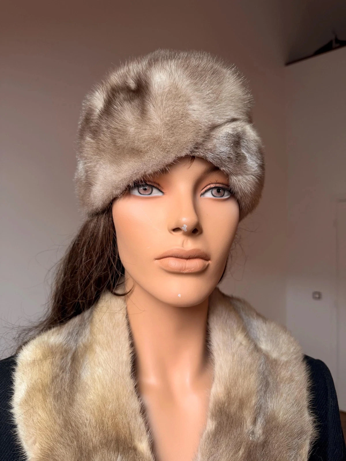 Vintage Sapphire Mink Fur Hat Women M 1960s Real Fur Turban Belgium