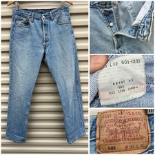 Vintage 1996 Levis 501-0193 USA Made Denim Blue Jeans 33x32 ACTUALLY 31x30 B Fly