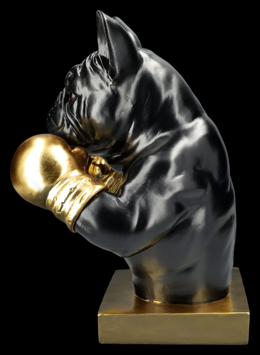 Französische Bulldoggen Figur als Boxer-Hunde Tier Sportler Deko-H 35 cm