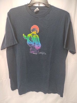 Vtg Jimmy Hendrix Authentic T Shirt Dark Navy Blue Psychedelic Picture Music XL