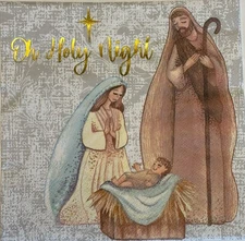 two Individual Christmas Luncheon decoupage Paper Napkin Nativity Manger Holiday