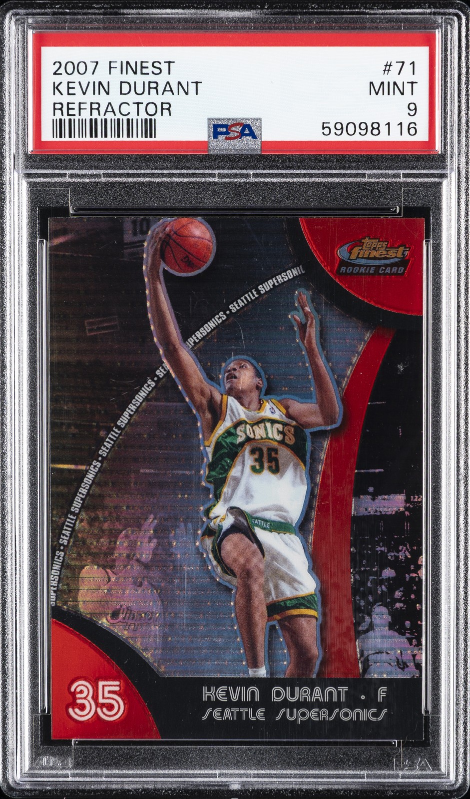 2007 FINEST REFRACTOR #71 KEVIN DURANT ROOKIE RC PSA 9