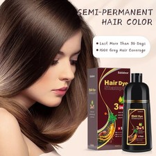 Dark Brown 3 in 1 Hair Dye Shampoo with Herbal Ingredients for Women  Men 500ml