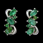 NATURAL AAA GREEN EMERALD OVAL & ROUND STERLING 925 SILVER DROP EARRING