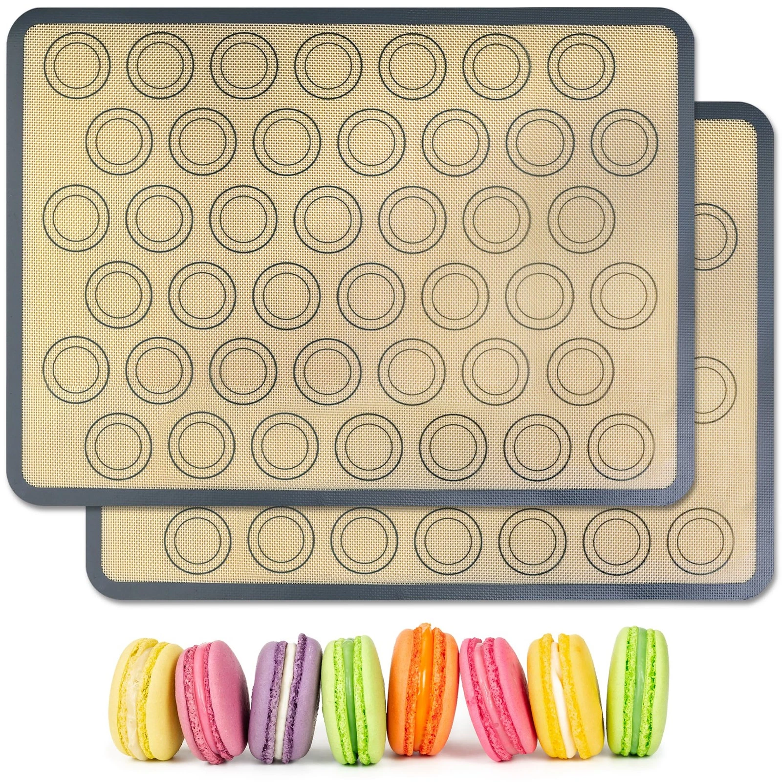 Macaron Silicone Baking Mats, 18"x13", Non-Stick, Reusable, Food Safe, Commer...