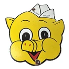Vintage Piggly Wiggly Sign - Service Grocery Store Gas Pump Porcelain Sign