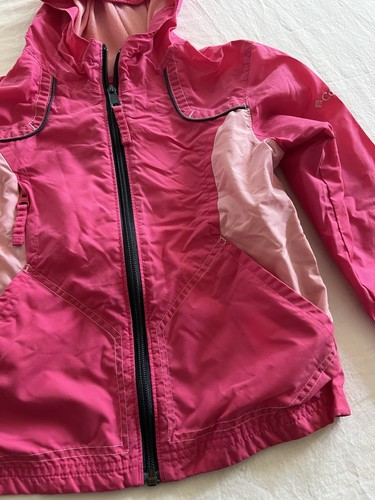 Columbia Jacket Girls 6/6X Pink / Lt Pink Rain Windbreaker Hooded Lightweight - Picture 2 of 8