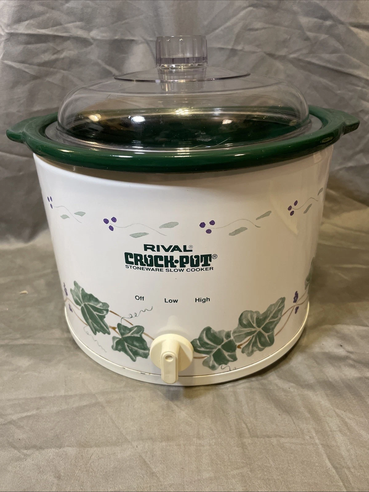 VTG RIVAL 2.5 QT CROCK POT SLOW COOKER CORELLE CALLAWY GREEN IVY 3120 EUC Tested
