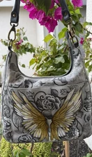 Anuschka Guardian Angel Hand-Painted Leather Hobo Bag