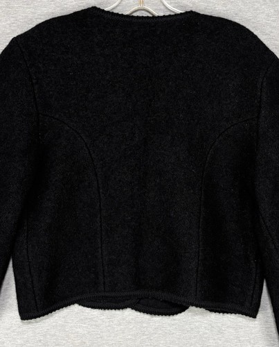 Vintage Northern Isles Black Structured Wool Cardigan Button Front Womens Medium - Picture 11 of 15